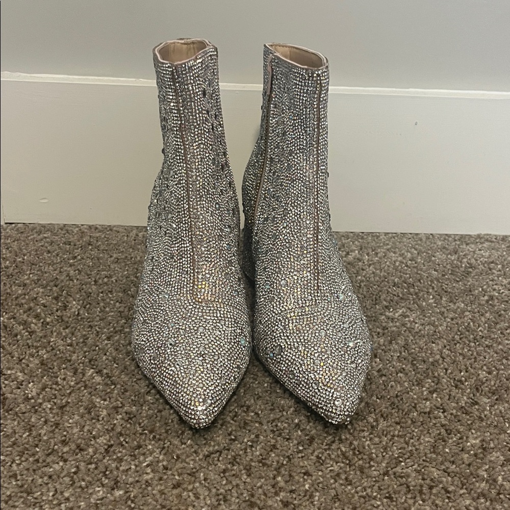 Silver Glitter Ankle Boots